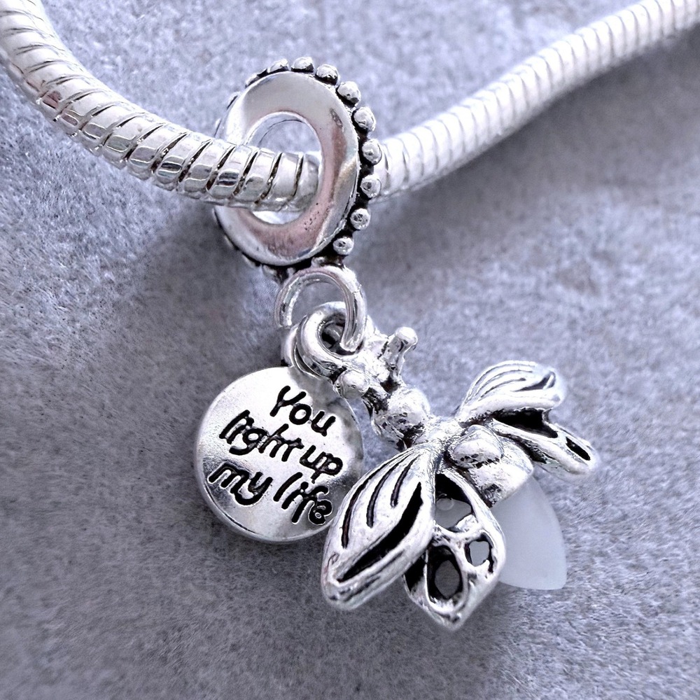 Firefly Glow in the Dark Dangle Charm fits PANDORA Silver You Light Up My Life